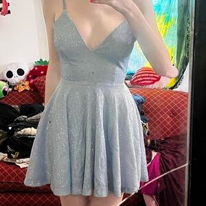 Sparkling Light Blue Spaghetti Strap Dress